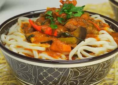 Beef Laghman on a step by step recipe with photos