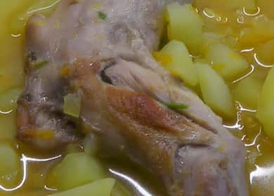 Stewed rabbit with potatoes in a step by step recipe with photo