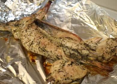 Oven bunny baked whole in foil in the oven