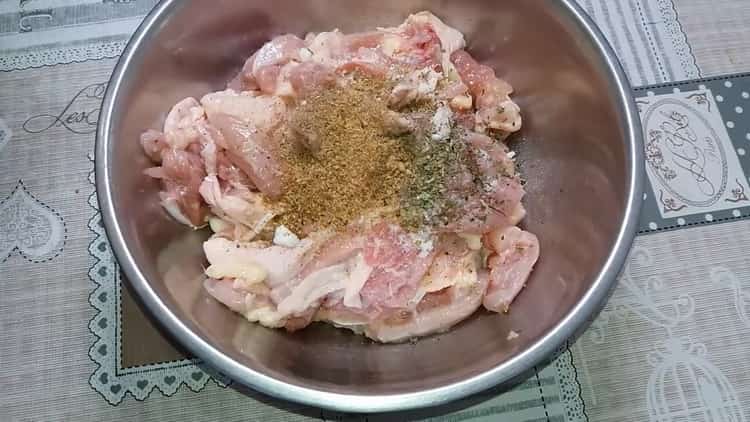 To make chicken ham at home, add spices