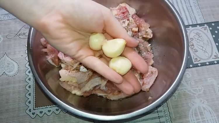 To make chicken ham at home, add garlic