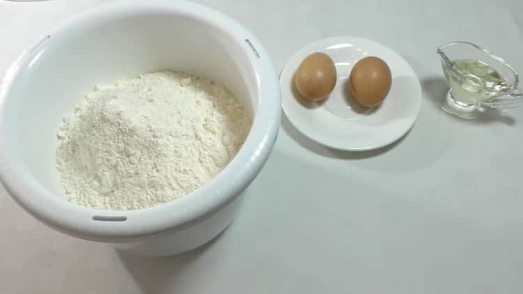 To prepare manti steamed dough, prepare the ingredients