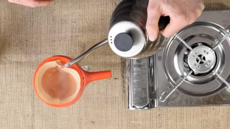 Prepare the ingredients before brewing coffee.