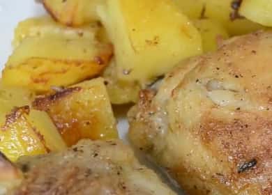 Chicken legs with potatoes in the oven according to a step by step recipe with a photo