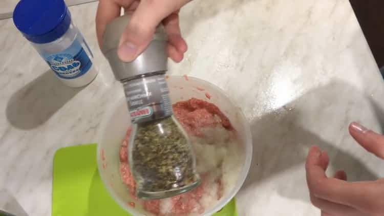 To make ground beef patties, add spices