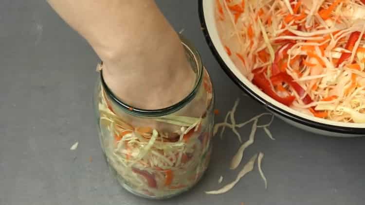 To prepare pickled cabbage, fill the salad with marinade