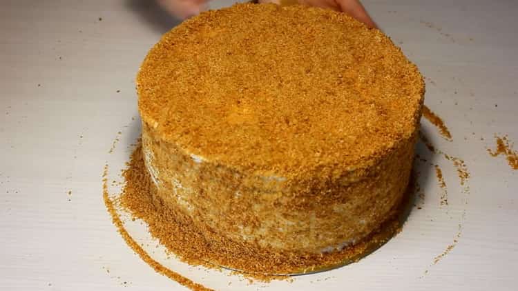 Un délicieux gâteau au miel avec de la crème sure est prêt