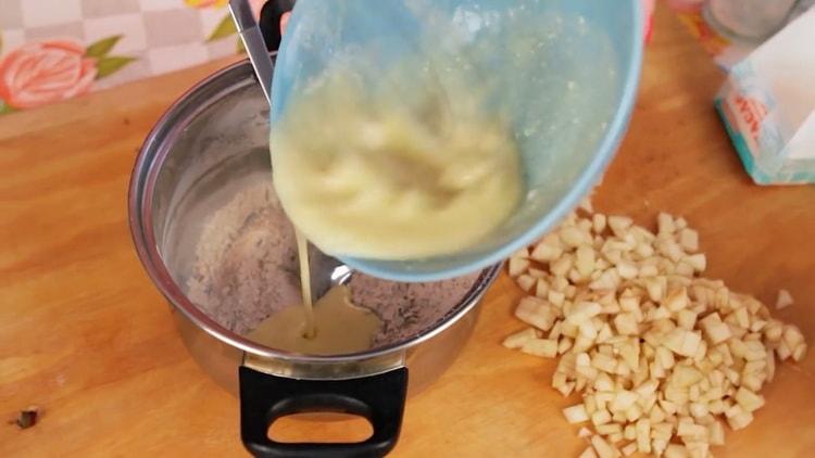 To make oatmeal cookies with an apple, mix all the ingredients