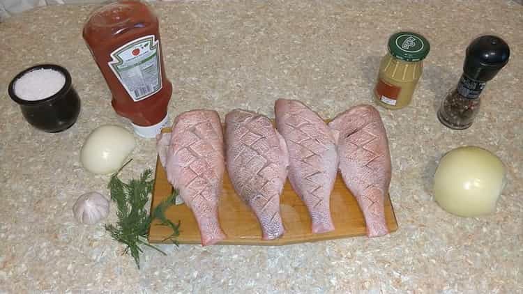 Para preparar la perca roja en el horno, prepara los ingredientes.