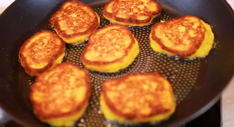 To make pumpkin pancakes, fry the dough
