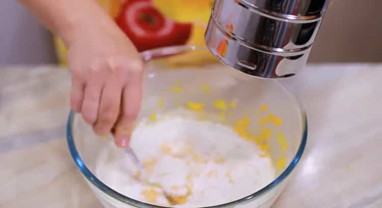 Add flour to make pumpkin pancakes