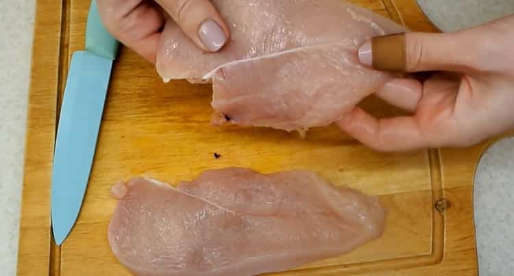 To chop chicken breast chop