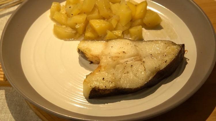 Halibut en el horno según una receta paso a paso con una foto