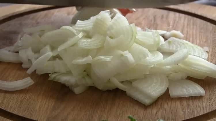To make dumplings with cheese, chop onions