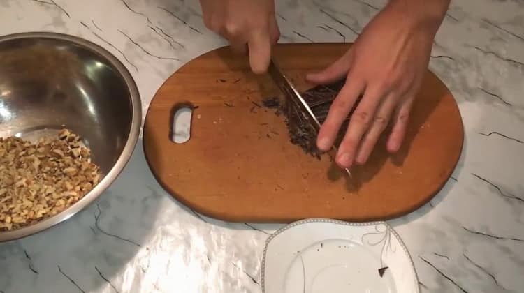 To make cookies without flour, chop the chocolate