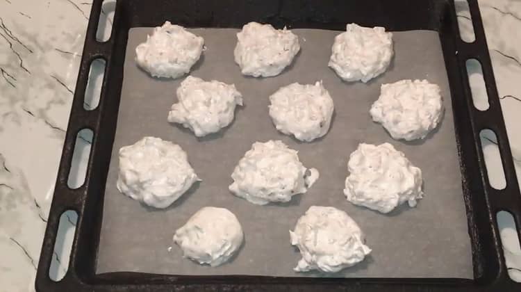 To make cookies without flour, put the dough on a baking sheet