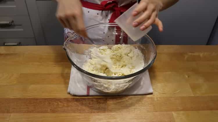 To make cookies from puff pastry, add water to the dough