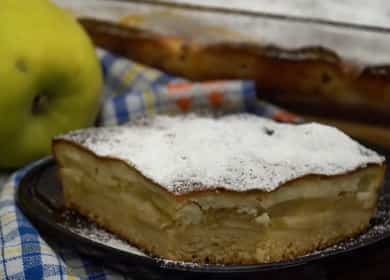 Three-layer pie with cottage cheese and apples - very tasty and tender