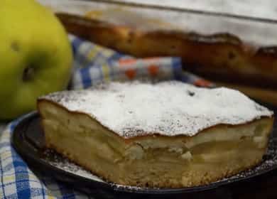 Pastel de tres capas con requesón y manzanas: muy sabroso y tierno