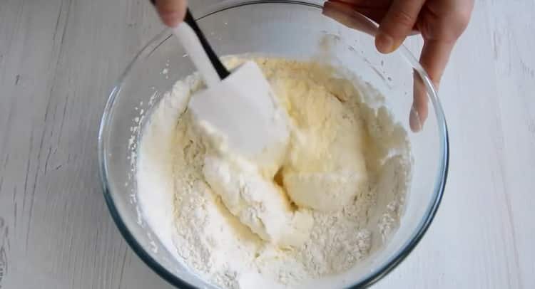 To make plum pies, knead the dough