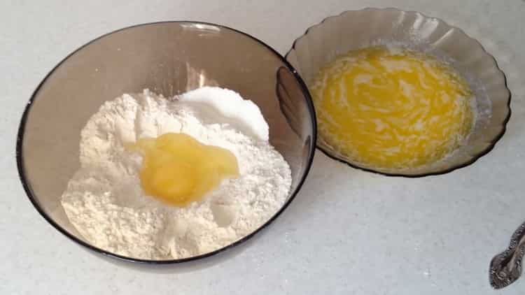 To make chicken pie, mix the ingredients for the dough.