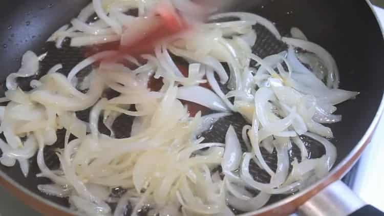 To make pizza in the oven, saute the onions