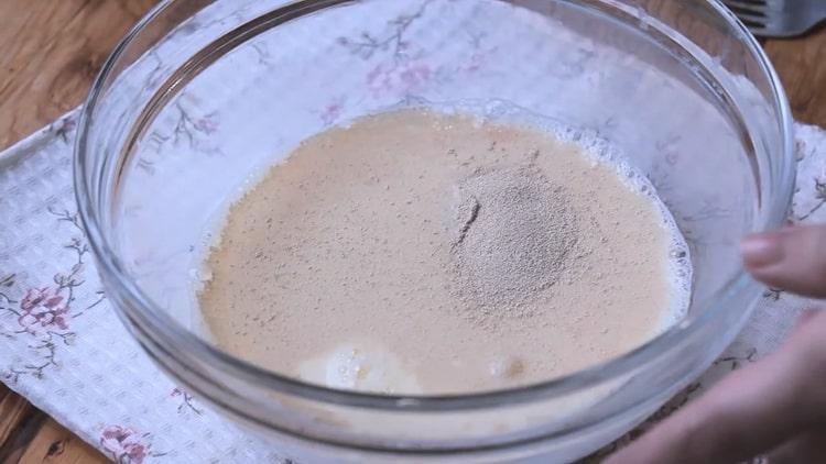 To make pizza in the oven, add yeast