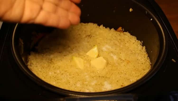 To cook pilaf in a multi-cooker redmond add garlic