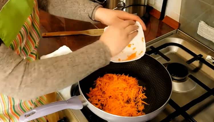 Para preparar sopa de pollo magra, ralle las zanahorias