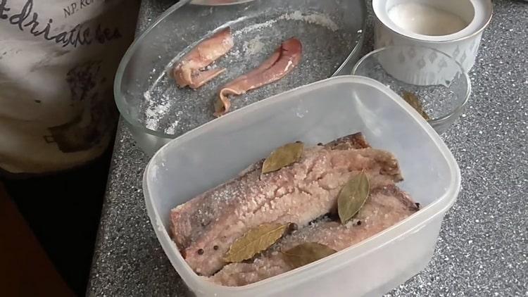 For salting herring, soak the fish in salt