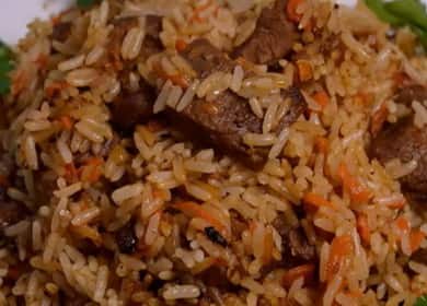 Delicious mutton pilaf in a cauldron - secrets of cooking technology