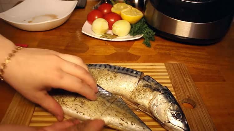 To cook fish in a slow cooker, prepare spices