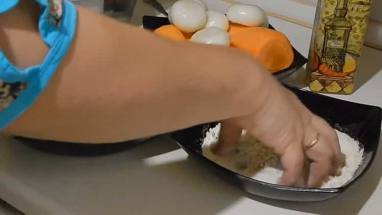 Para preparar pescado bajo el adobo de cebolla y zanahoria, prepare un empanado