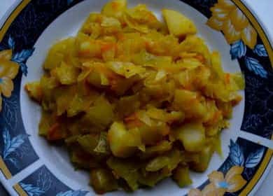 Braised cabbage with potatoes step by step recipe with photo