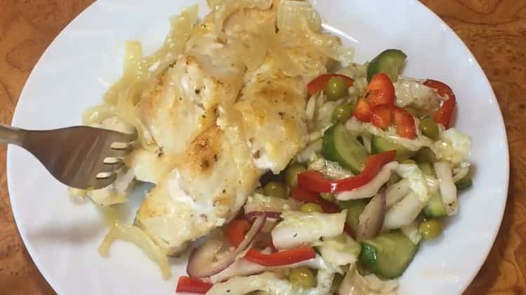 Delicious baked pike perch in the oven prepared according to a simple recipe is ready