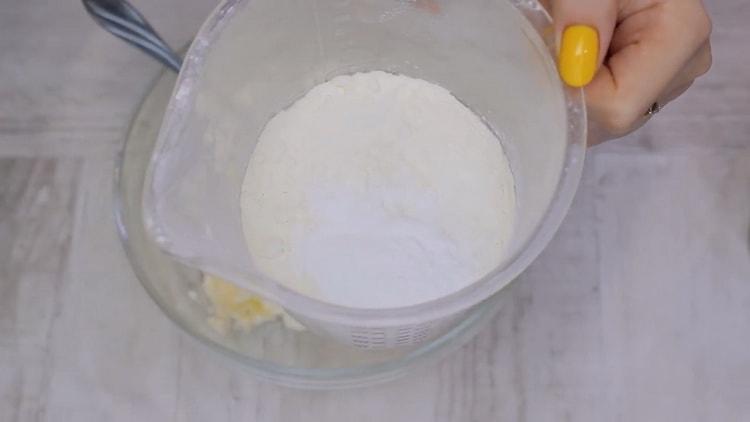 To make triangles curd cookies, mix the ingredients.
