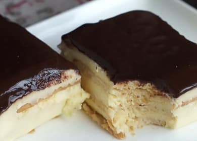 Light cake without baked cookies with condensed milk