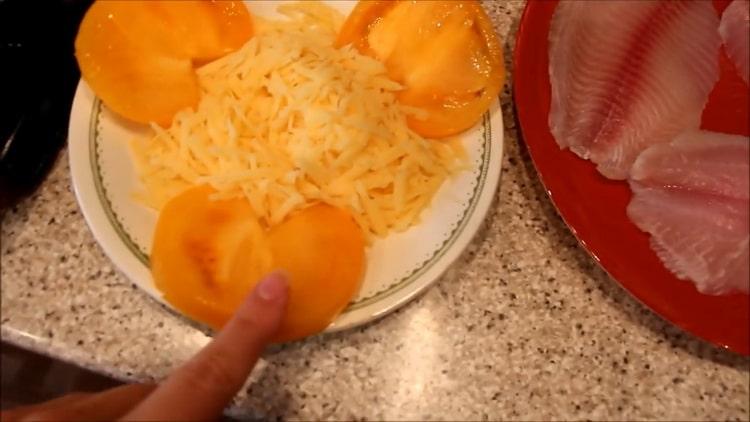 To cook fish in the oven, grate cheese