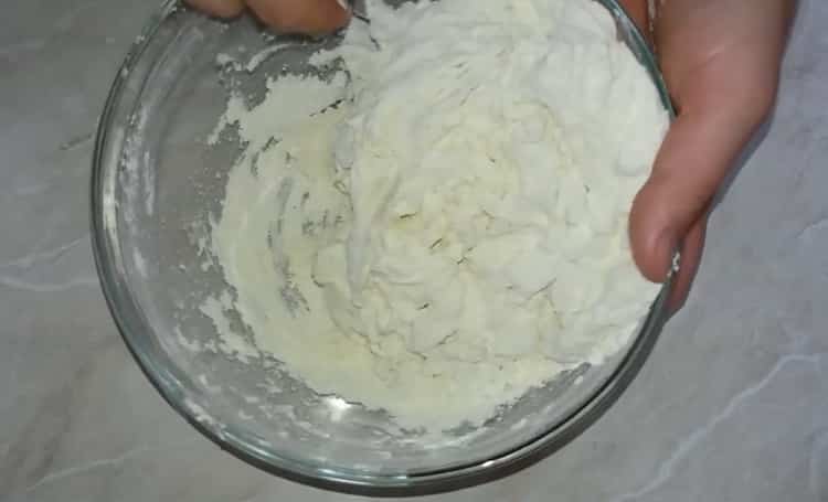 To prepare khinkali according to a simple recipe, mix the ingredients for the dough with a photo
