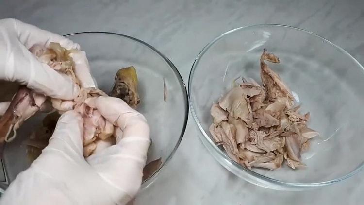 To prepare jellied chicken, take the meat