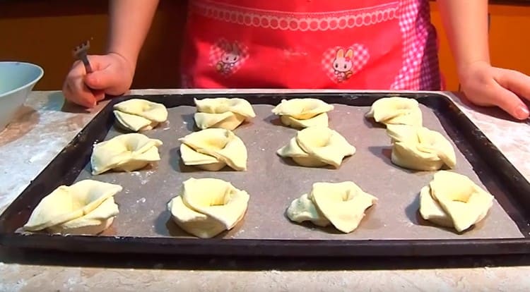 We spread the blanks on a baking sheet covered with parchment.