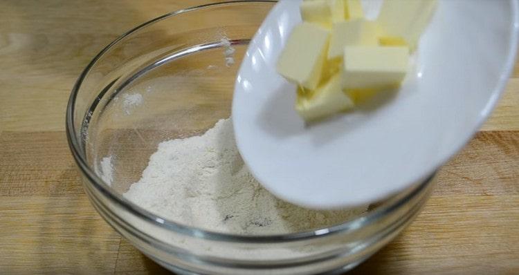 Combine sugar, flour, butter.