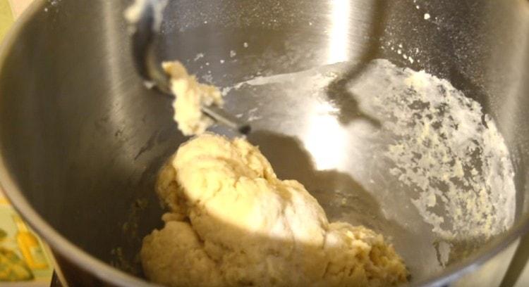 Add salt to the half-finished dough.