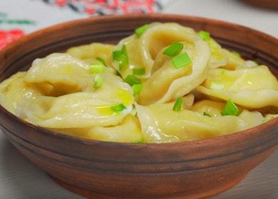 Tasty dumplings with potatoes and aromatic fried onions