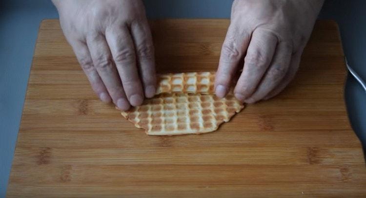 We immediately twist the hot wafer into a tube.