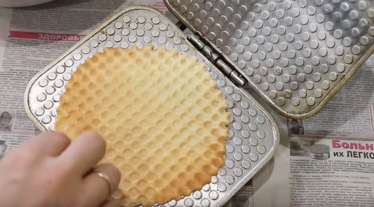 Fry the waffles until golden brown.