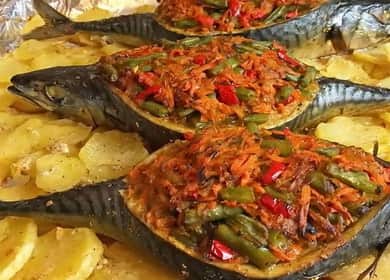 Stuffed mackerel according to a step by step recipe with photo