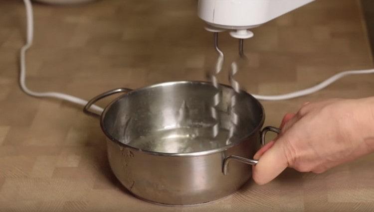 Beat the syrup with a mixer.
