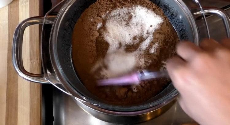 Add sugar to cocoa