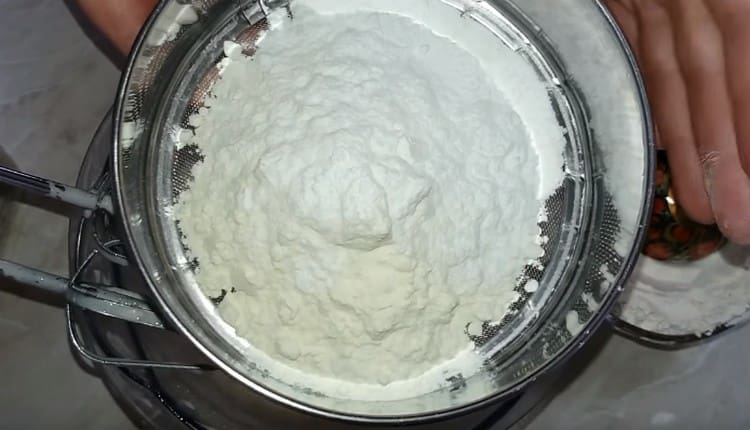 Sift flour with baking powder.